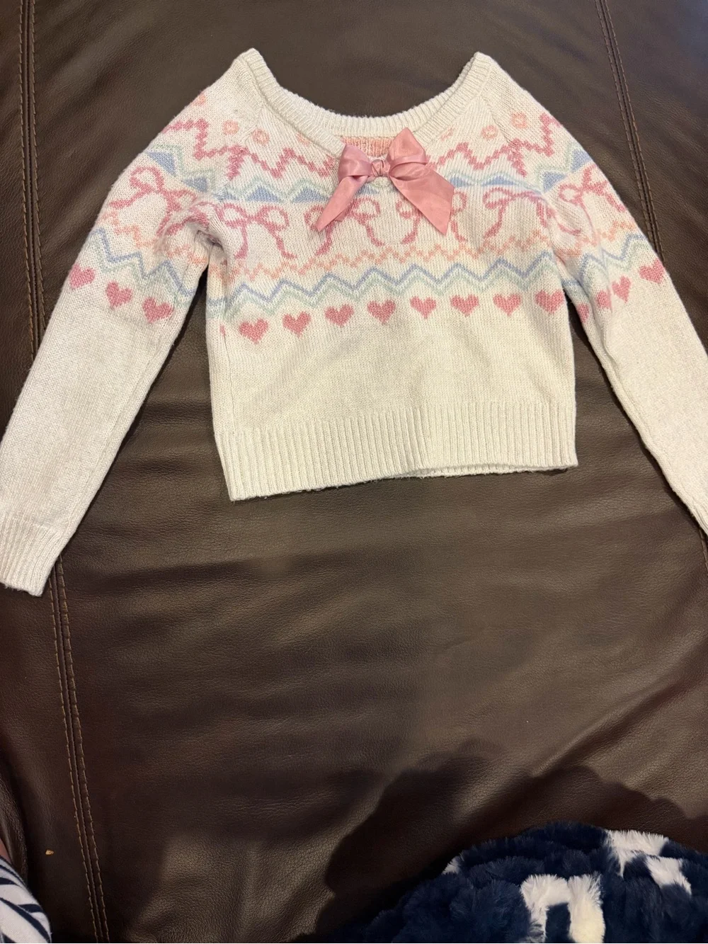 Gymboree Cream Sweater with Pink & Light Blue Fair Isle Motif